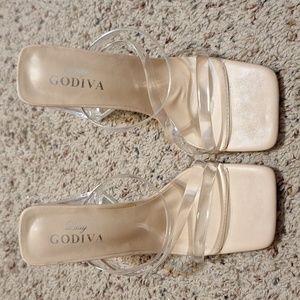 Lady Godiva clear and nude heels